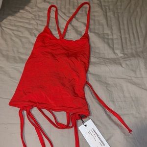 Red strappy tie back top